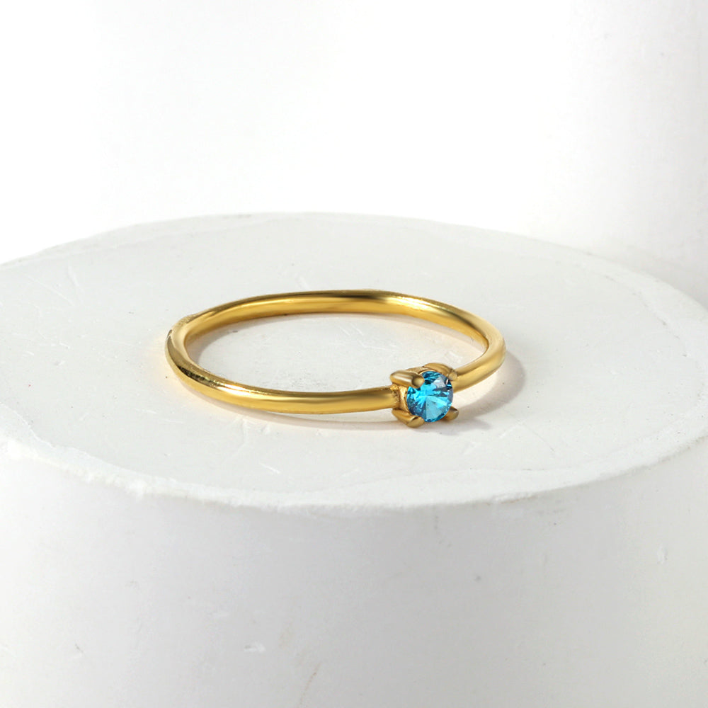 Simple plain ring inlaid with multi-color zirconia small fresh literary hundred match finger ring ring
