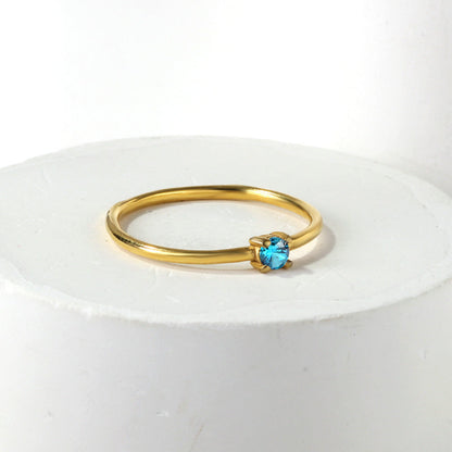 Simple plain ring inlaid with multi-color zirconia small fresh literary hundred match finger ring ring