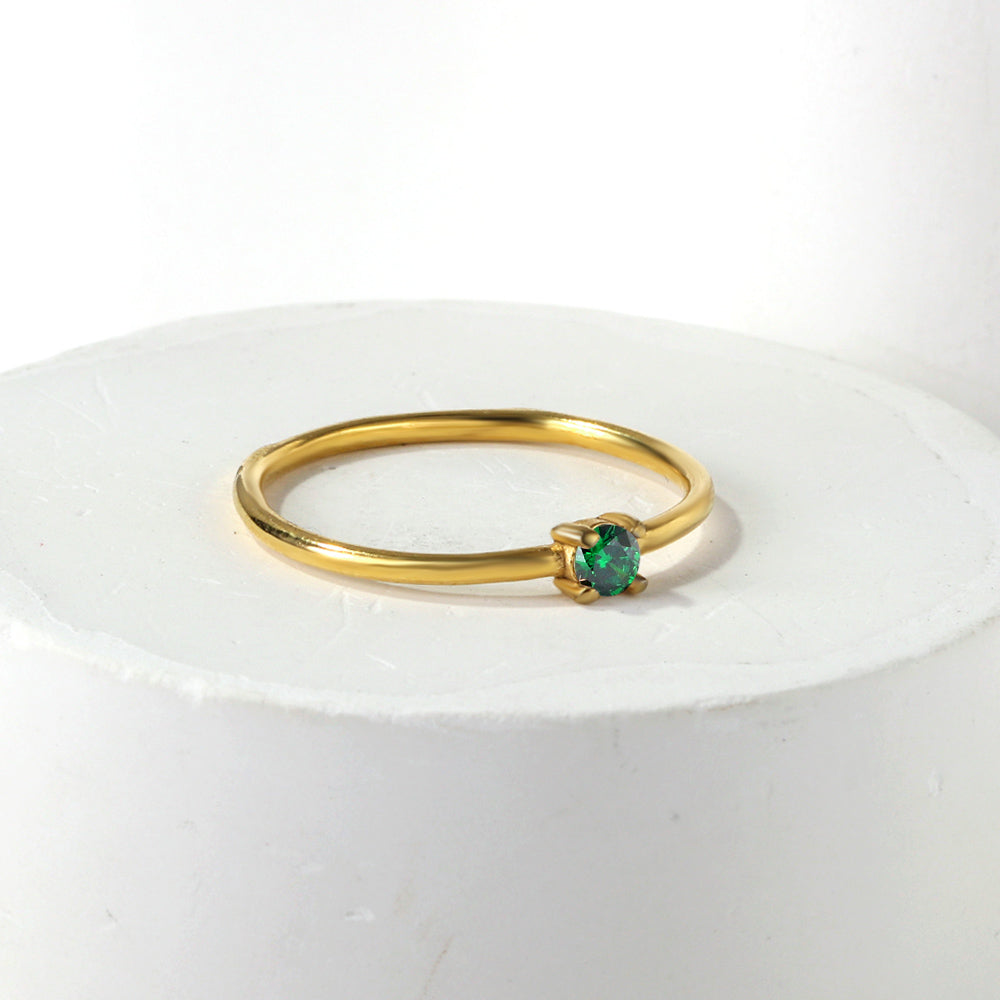 Simple plain ring inlaid with multi-color zirconia small fresh literary hundred match finger ring ring