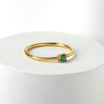 Simple plain ring inlaid with multi-color zirconia small fresh literary hundred match finger ring ring