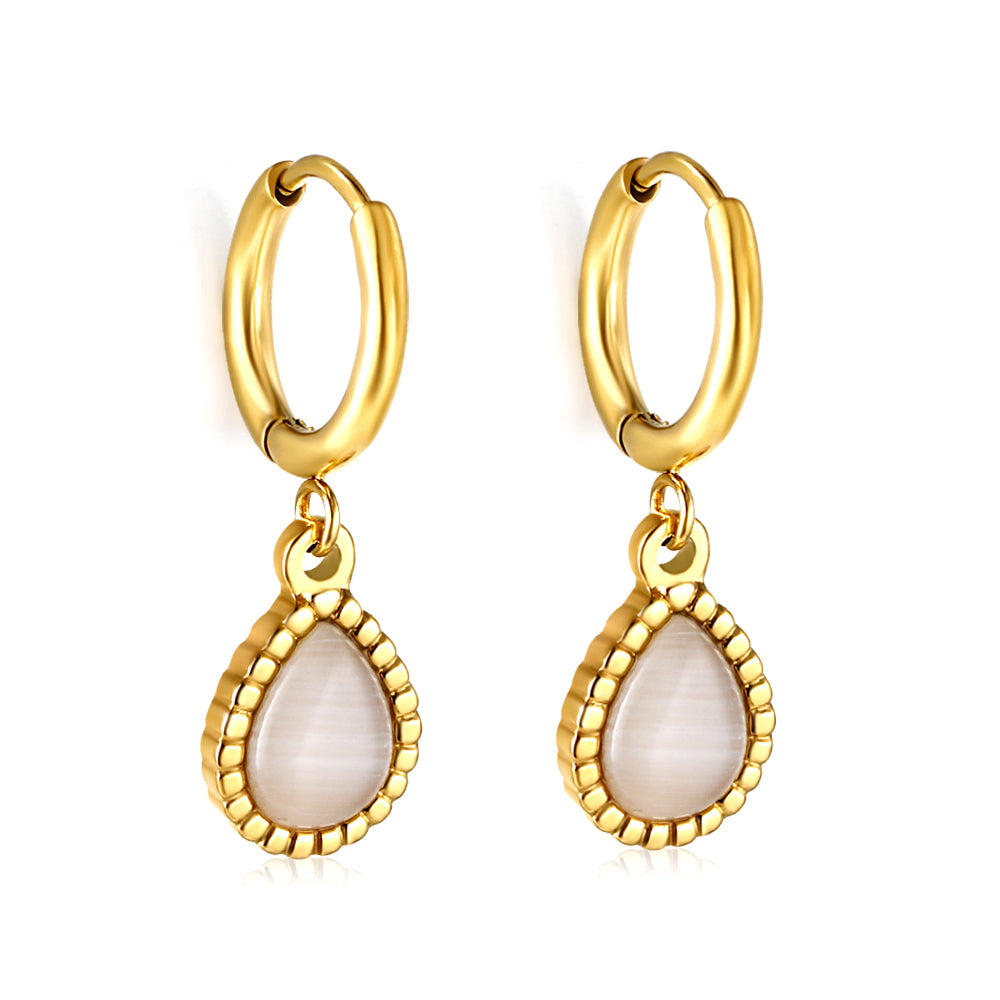 1.5x13.5mm Round drop earrings with white zirconia