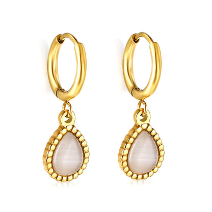 1.5x13.5mm Round drop earrings with white zirconia