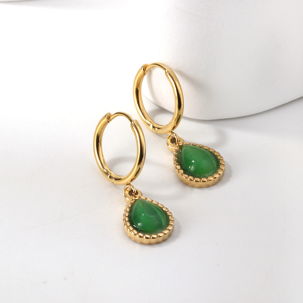 1.5x13.5mm Round drop earrings with white zirconia