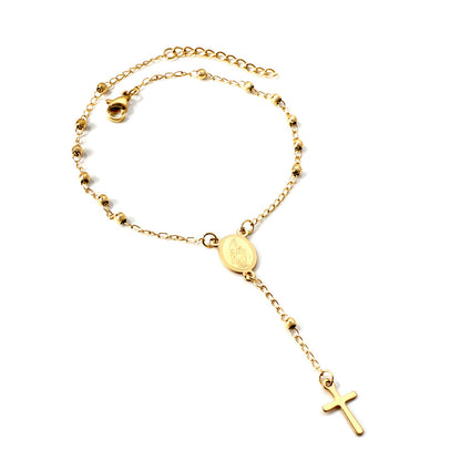 1 oval with portrait + 13 steel balls + cross pendant bracelet 22 + 3cm