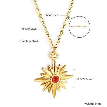 Lucky Star with red diamond pendant necklace 40+5cm