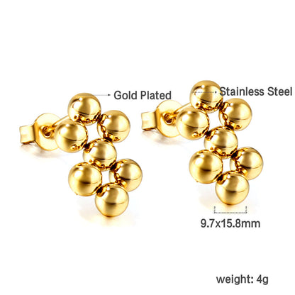 7 steel beads earrings 18 gold