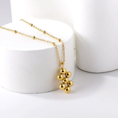 7 steel beads pendant necklace 40+5cm