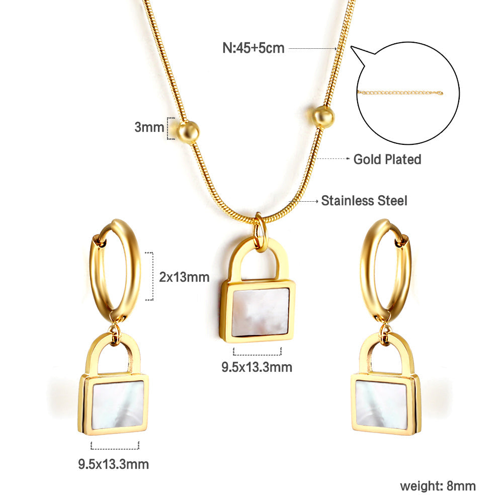 Locking White Shell Set Steel/Gold