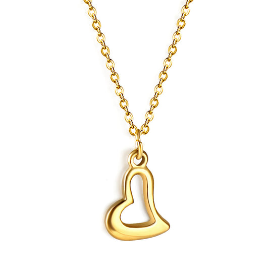 Wholesale Crooked Heart Circle Pendant Necklace 40+5cm