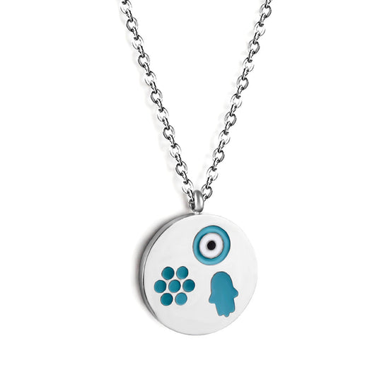 Round Strap Mixed Color Pattern Pendant Necklace 40+5cm