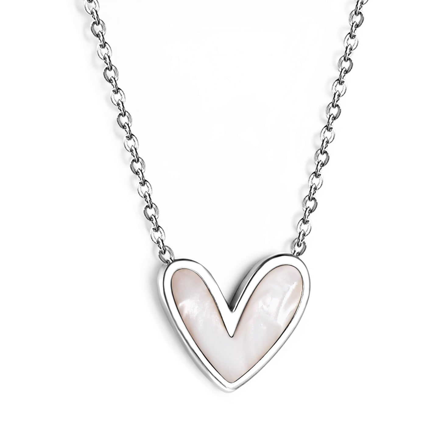 White Shell Heart Pendant Necklace 40+5cm