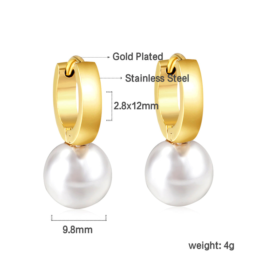 2.8x12mm circle with white pearl earrings