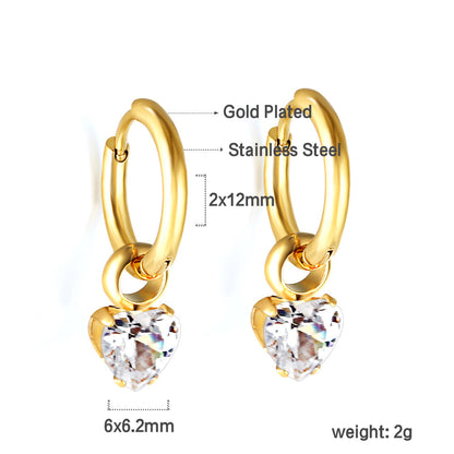 1.5x12mm circle with heart-shaped white diamond earrings