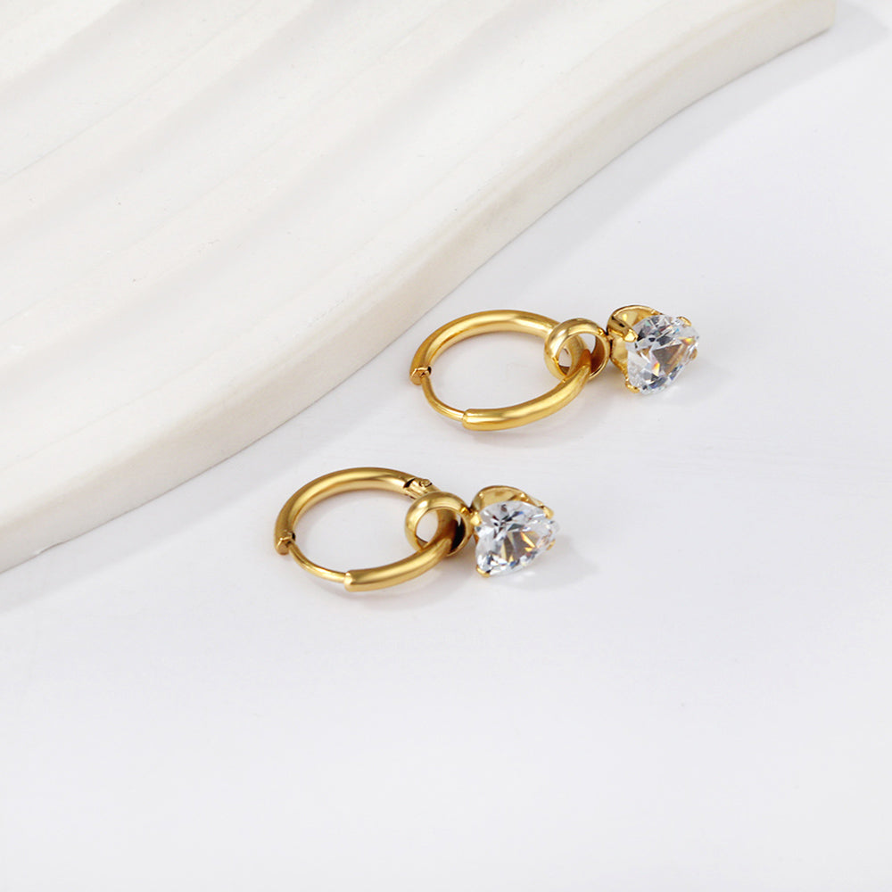 1.5x12mm circle with heart-shaped white diamond earrings