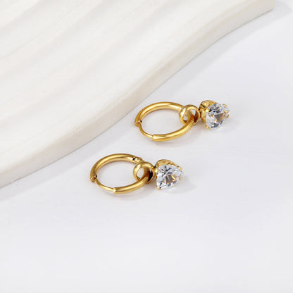 1.5x12mm circle with heart-shaped white diamond earrings