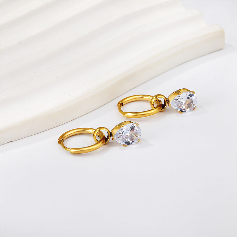 1.5x12mm circle with teardrop-shaped white diamond earrings