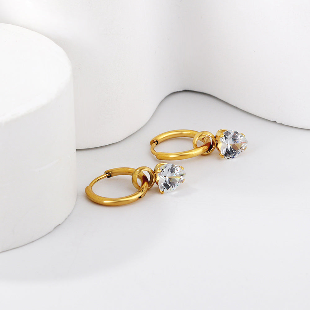 1.5x12mm circle with heart-shaped white diamond earrings
