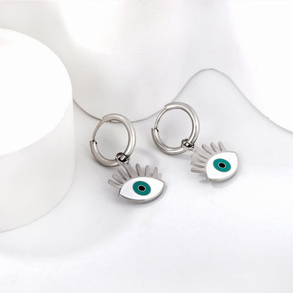 1.6x11mm Circle with Mixed Color Eyes Stud Earrings