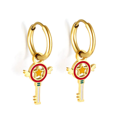 1.6x11mm Circle with Mixed Color Magic Wand Earrings