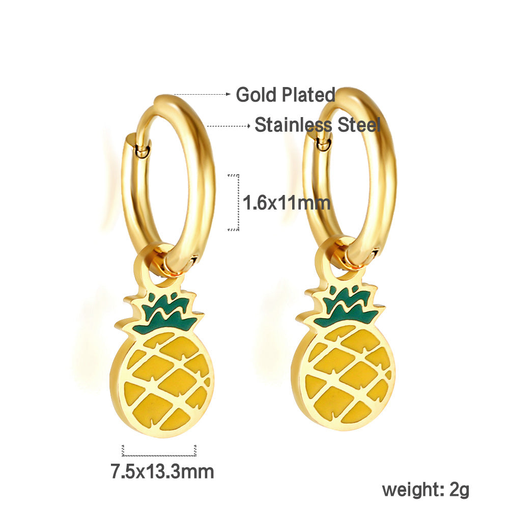 New 1.6x11mm Circle With Mixed Color Pineapple Earrings