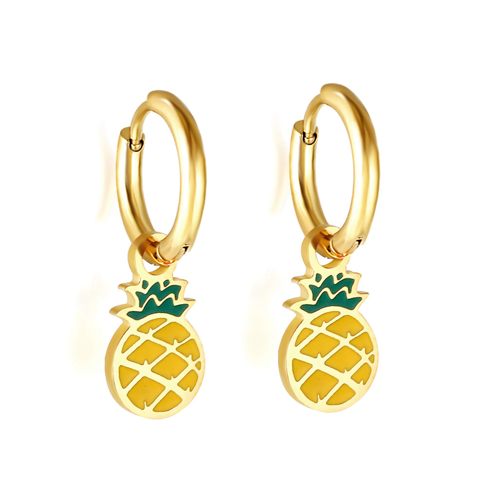 New 1.6x11mm Circle With Mixed Color Pineapple Earrings