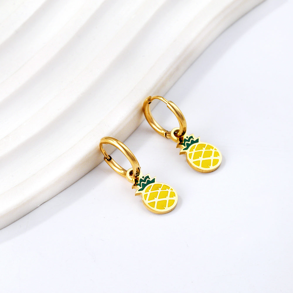 New 1.6x11mm Circle With Mixed Color Pineapple Earrings