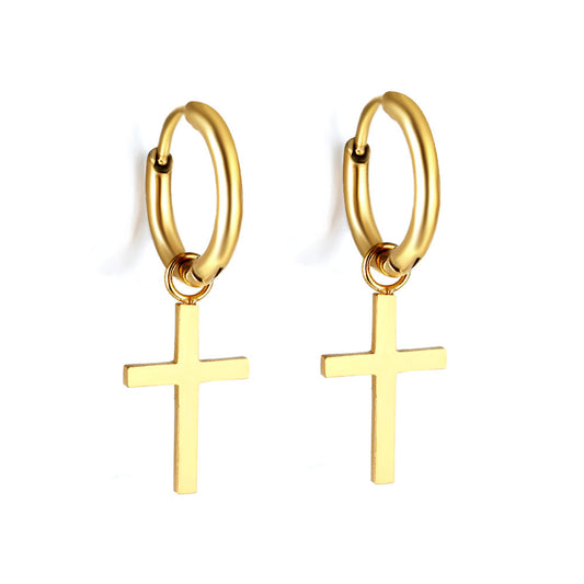 1.6x13.5mm Circle with Cross Earrings