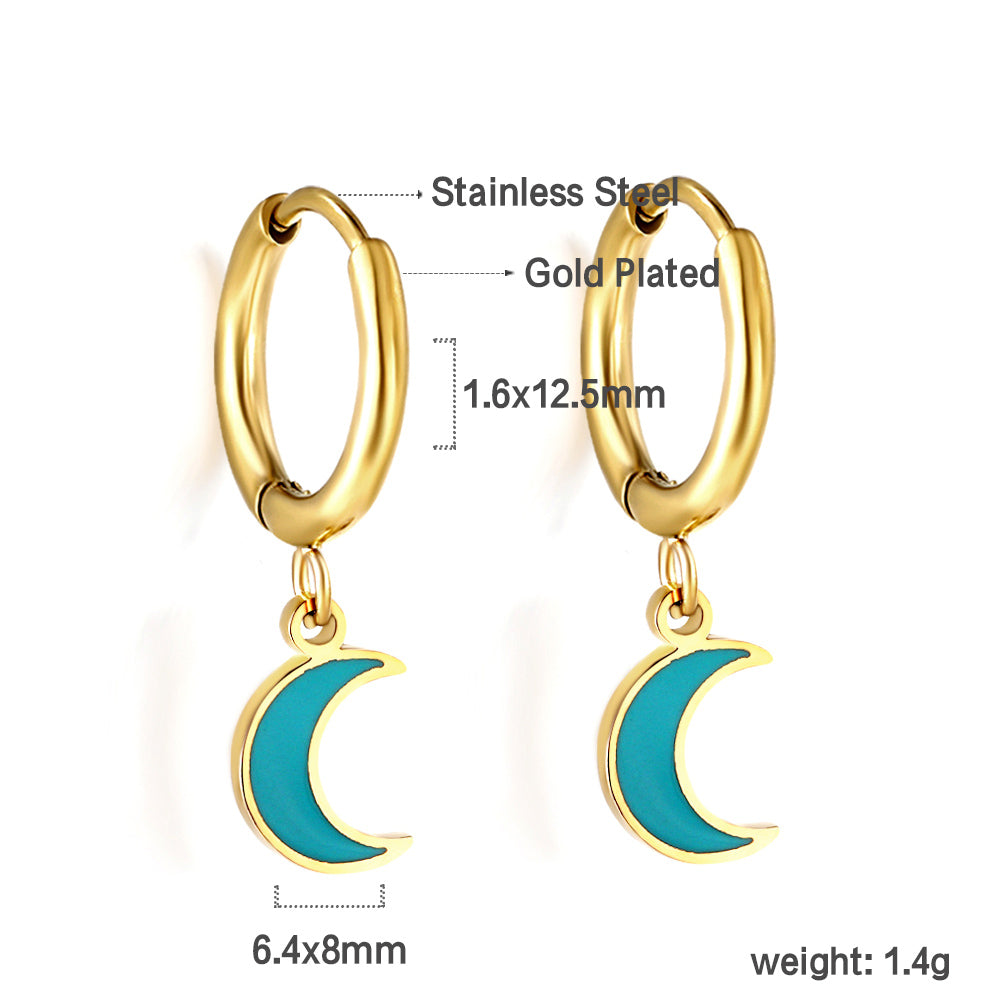 1.5x12.5mm circle with blue moon earrings