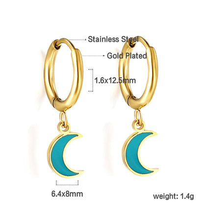 1.5x12.5mm circle with blue moon earrings