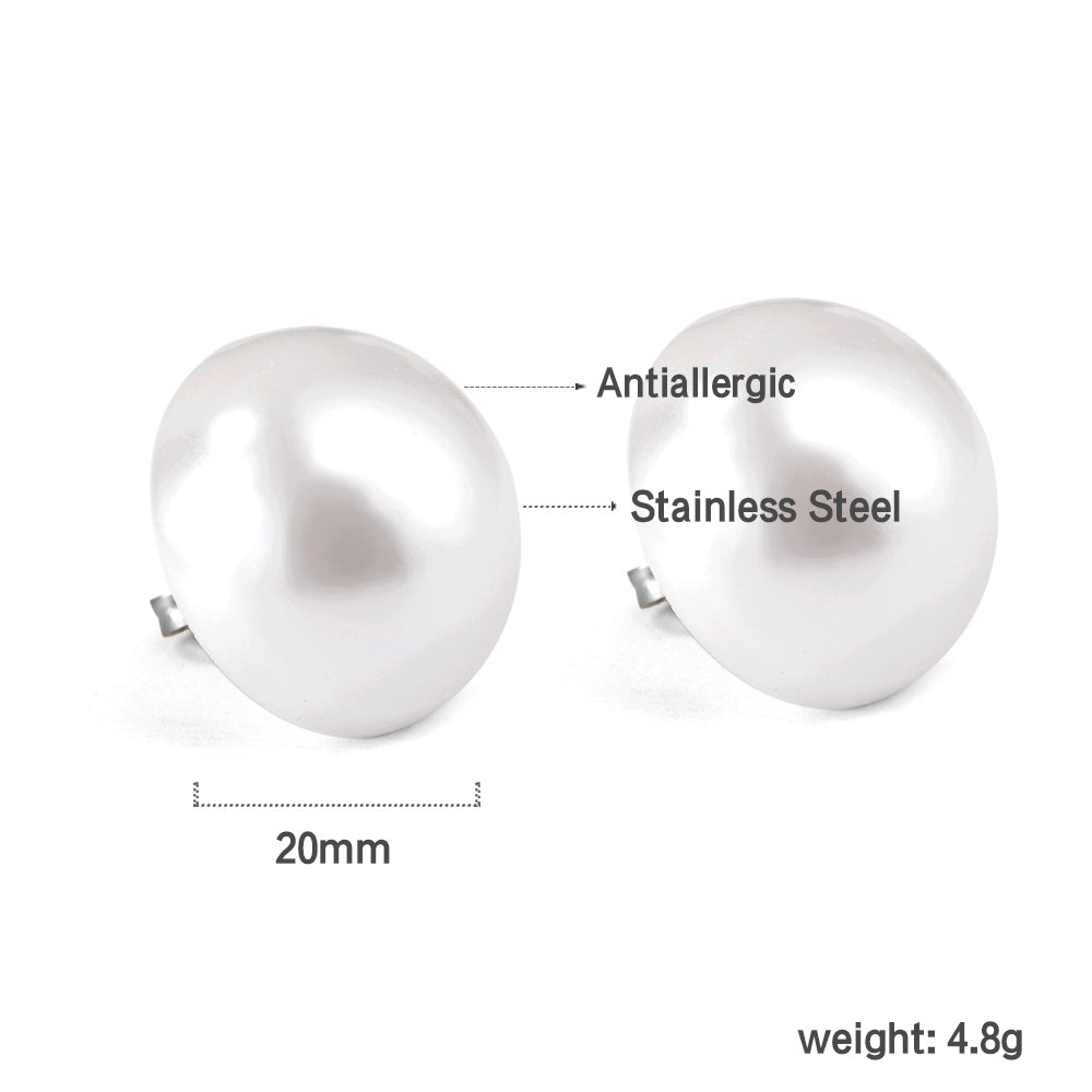 20mm half white pearl earrings