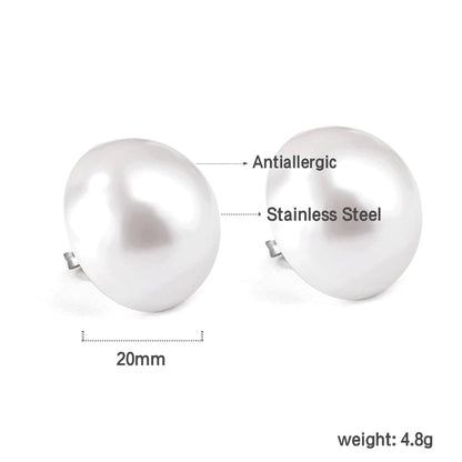 20mm half white pearl earrings