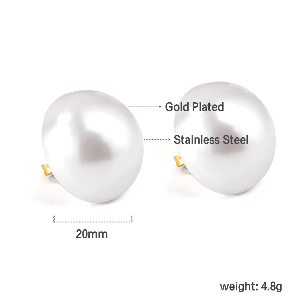 20mm half white pearl earrings