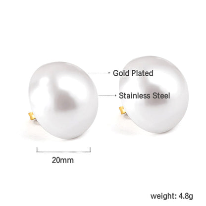 20mm half white pearl earrings