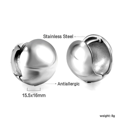 Steel-colored steel bead hollow ear clasp 15mm