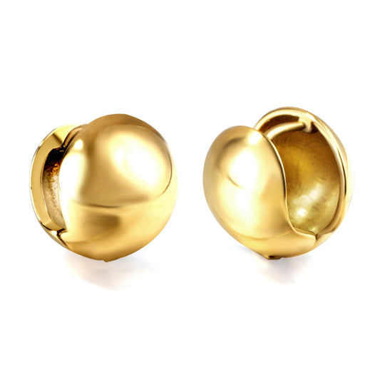 Steel-colored steel bead hollow ear clasp 15mm