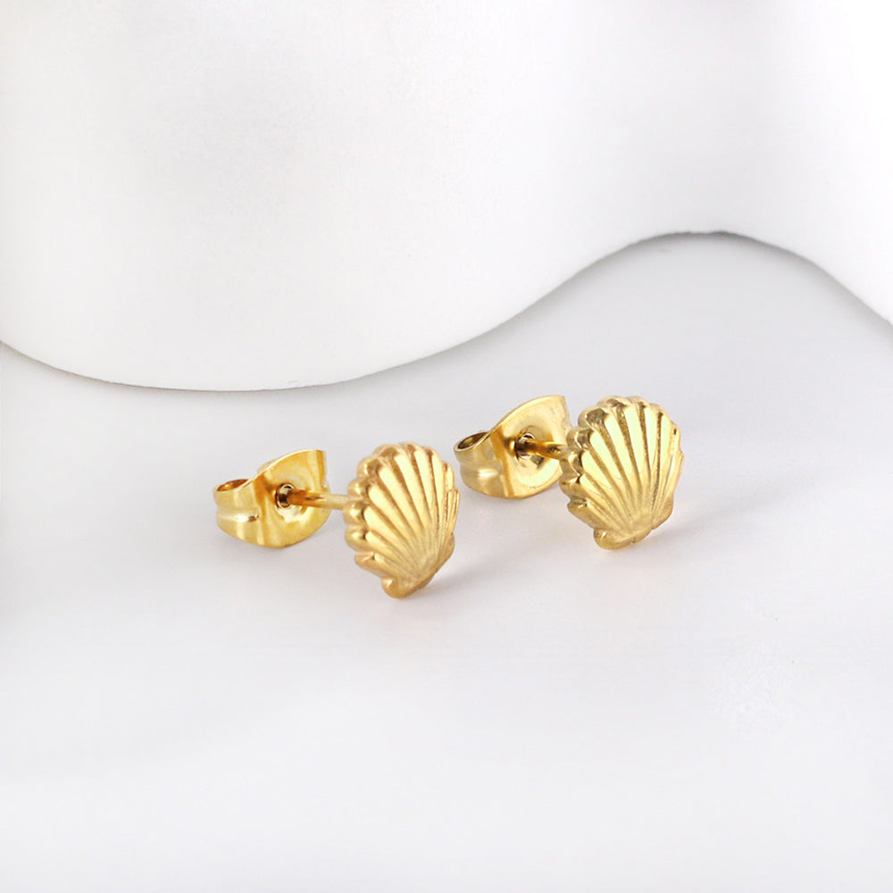 Gold Shell Cut Earrings