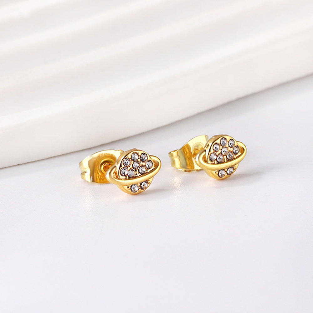 Gold Planet + Orbit Cut Earrings with Diamonds