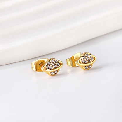 Gold Planet + Orbit Cut Earrings with Diamonds