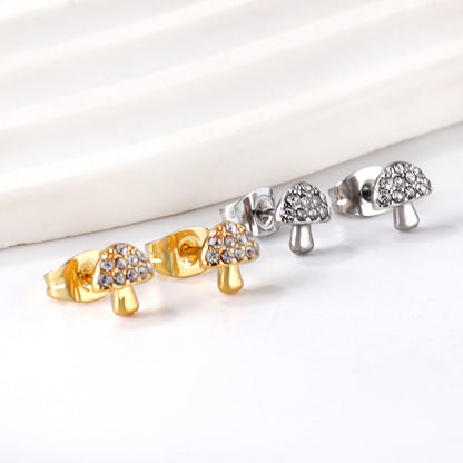 Gold mushroom cut earrings with diamonds