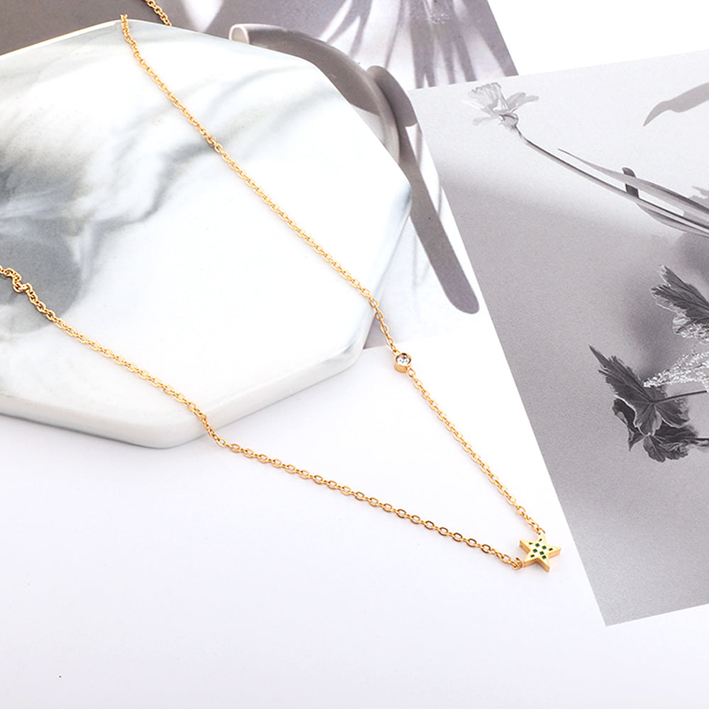 Star Mixed Color Accessories Enamel Girls With Diamond Enamel Girls Kids Jewelry Necklace