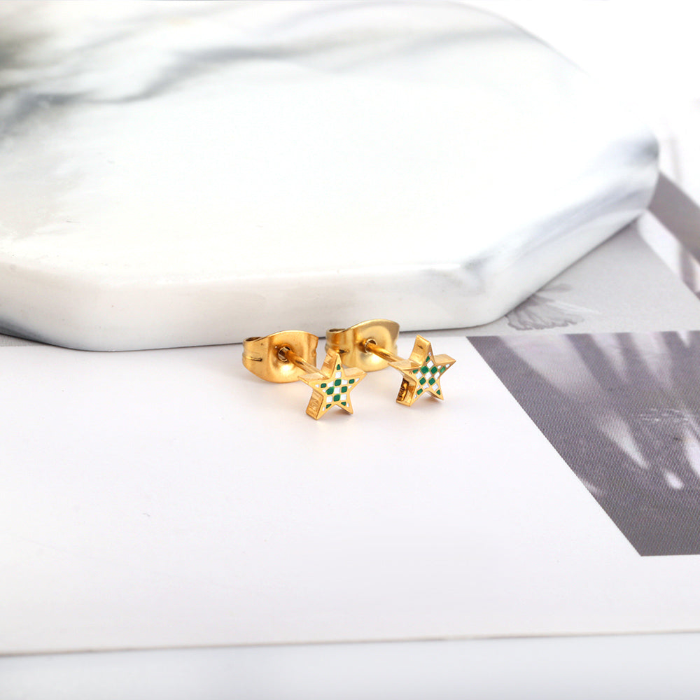 Star Shape Mixed Color Cut Stud Enamel Girls Kids Jewelry Earrings