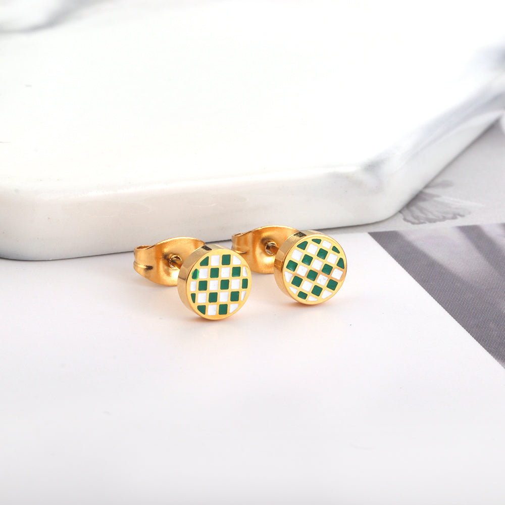 Enamel Girls Kids Jewelry Round Mixed Color Cut Stud Earrings