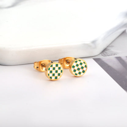 Enamel Girls Kids Jewelry Round Mixed Color Cut Stud Earrings