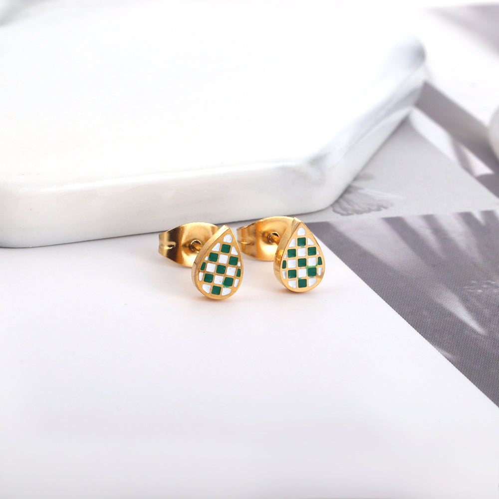 Drop Shape Mixed Color Cut Stud Enamel Girls Kids Jewelry Earrings