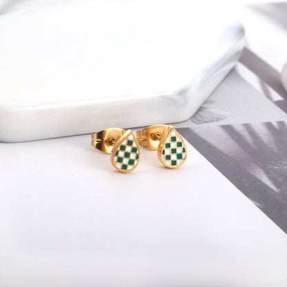 Drop Shape Mixed Color Cut Stud Enamel Girls Kids Jewelry Earrings