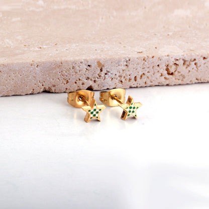 Star Shape Mixed Color Cut Stud Enamel Girls Kids Jewelry Earrings