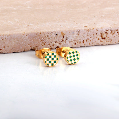 Enamel Girls Kids Jewelry Round Mixed Color Cut Stud Earrings