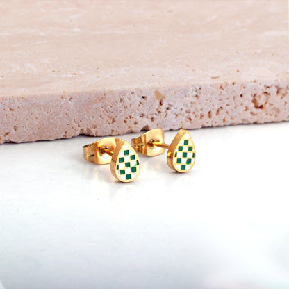 Drop Shape Mixed Color Cut Stud Enamel Girls Kids Jewelry Earrings