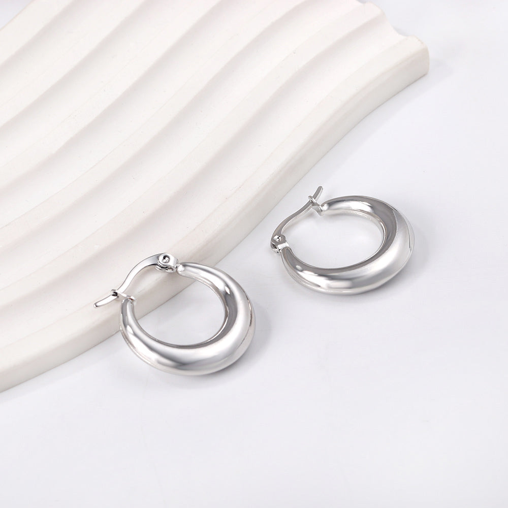 Minimalist Stainless Steel Round Large Stud Earrings