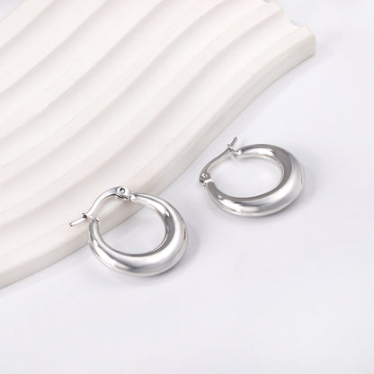 Minimalist Stainless Steel Round Large Stud Earrings